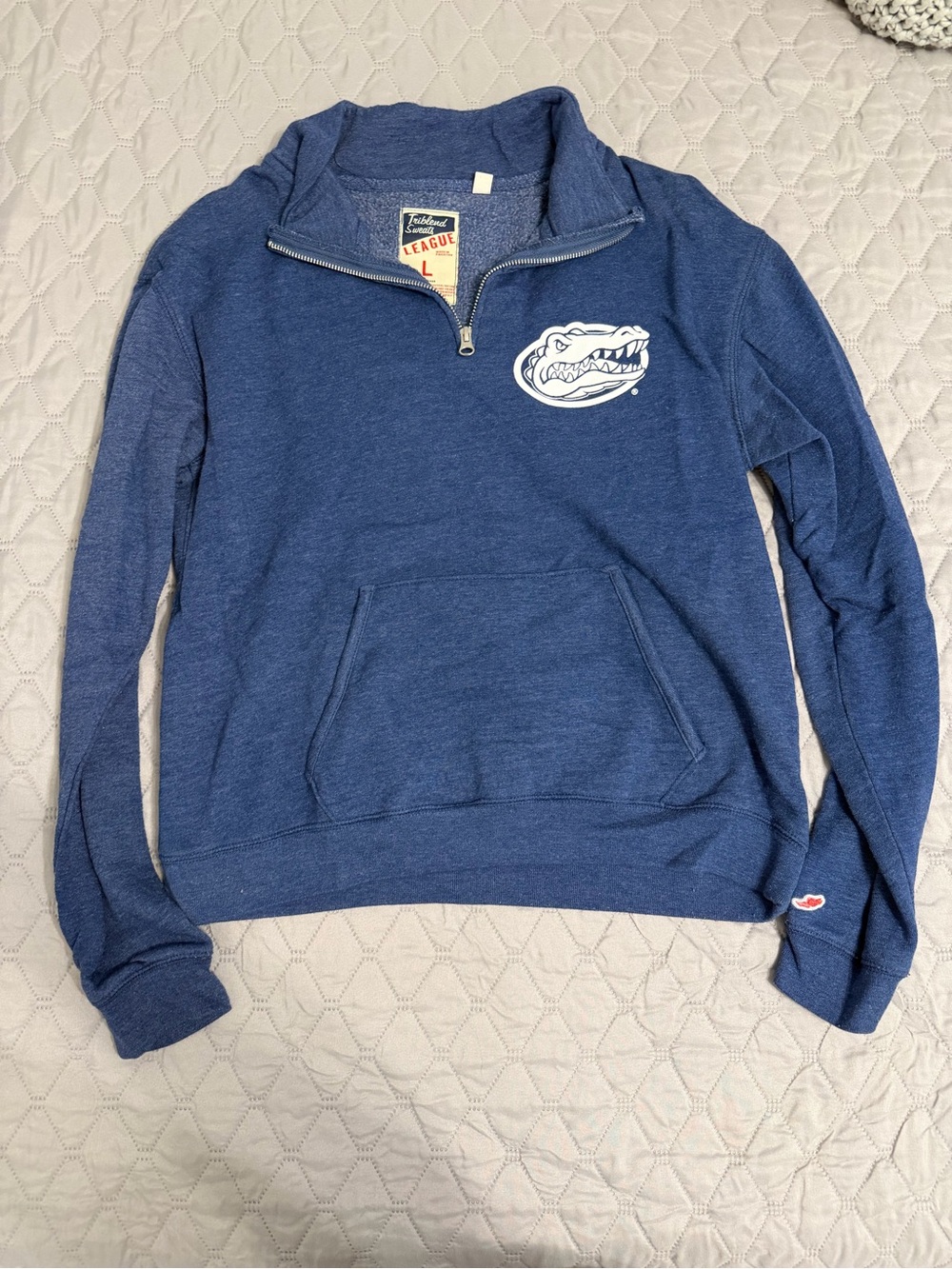 Women’s League Blue Quarter-Zip Gator Pullover Sweater - Size Large
